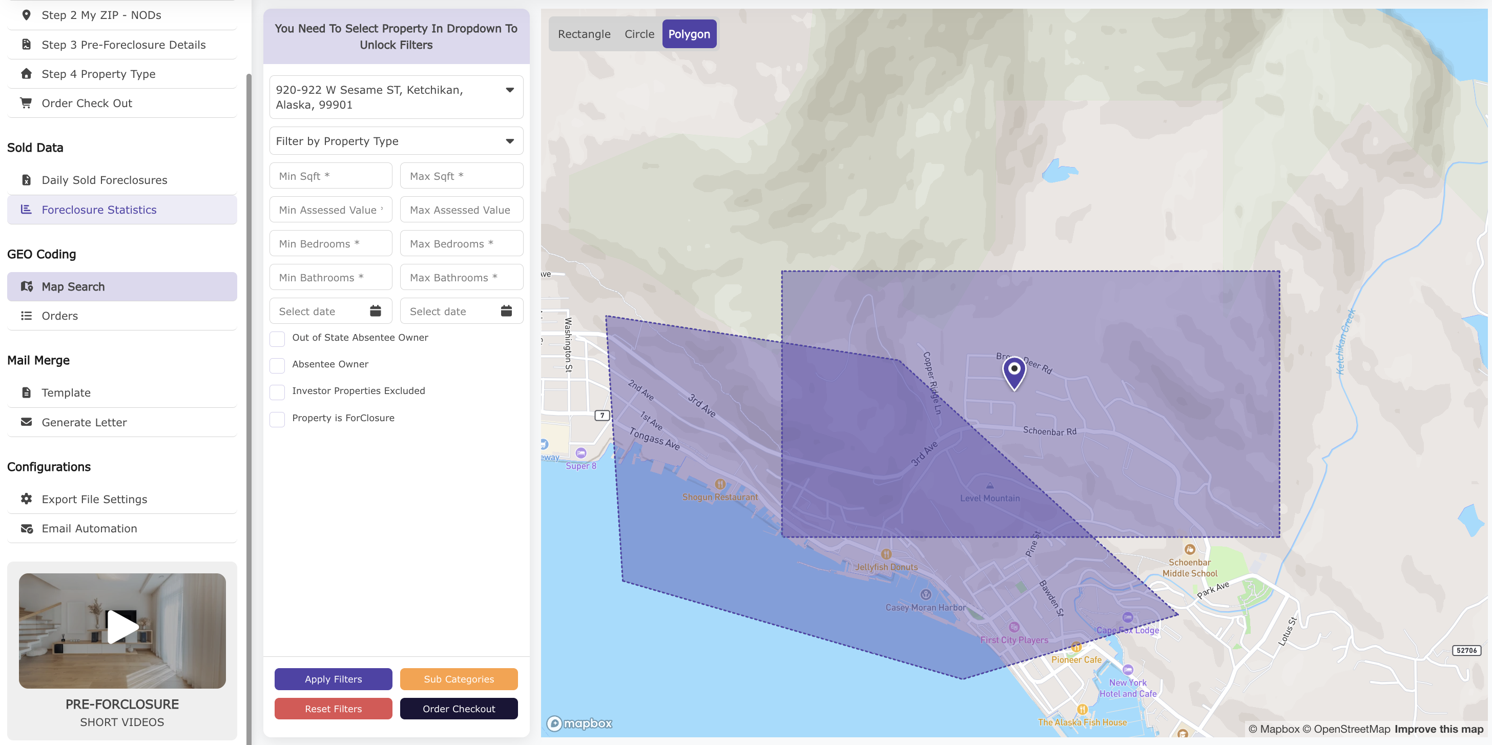 Foreclosure GEO Coding Map Search