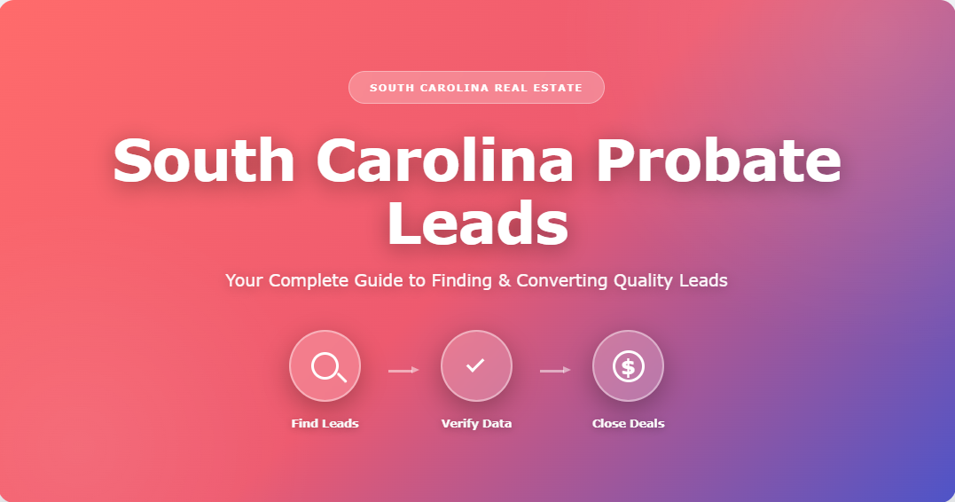 South Carolina probate leads map covering all 46 counties from Charleston to Greenville