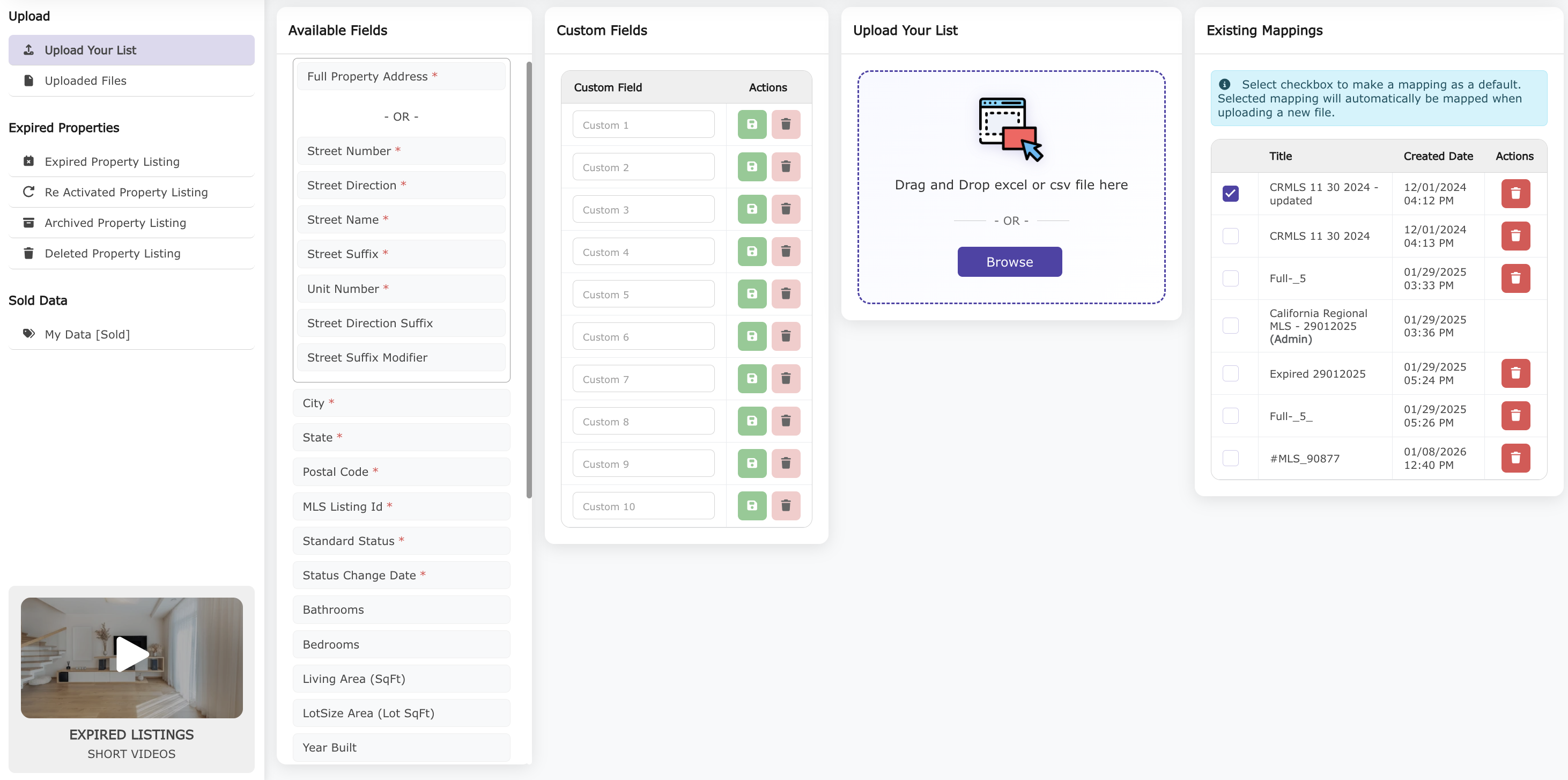 Expired Listings Upload Your Files